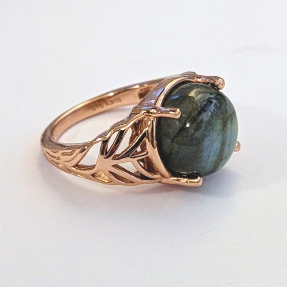 Karis Malagasy Labradorite‎ 7.75 ctw Ring in 18K RG Plated Size 8